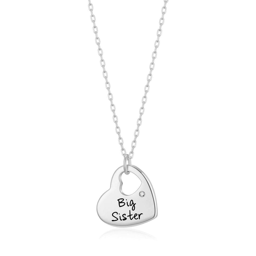 Big Sister Heart Necklace Created with Zircondia® Crystals - Philip Jones Jewellery