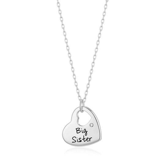 Big Sister Heart Necklace Created with Zircondia® Crystals - Philip Jones Jewellery