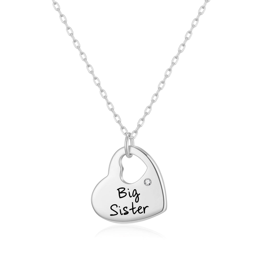 Big Sister Heart Necklace Created with Zircondia® Crystals - Philip Jones Jewellery