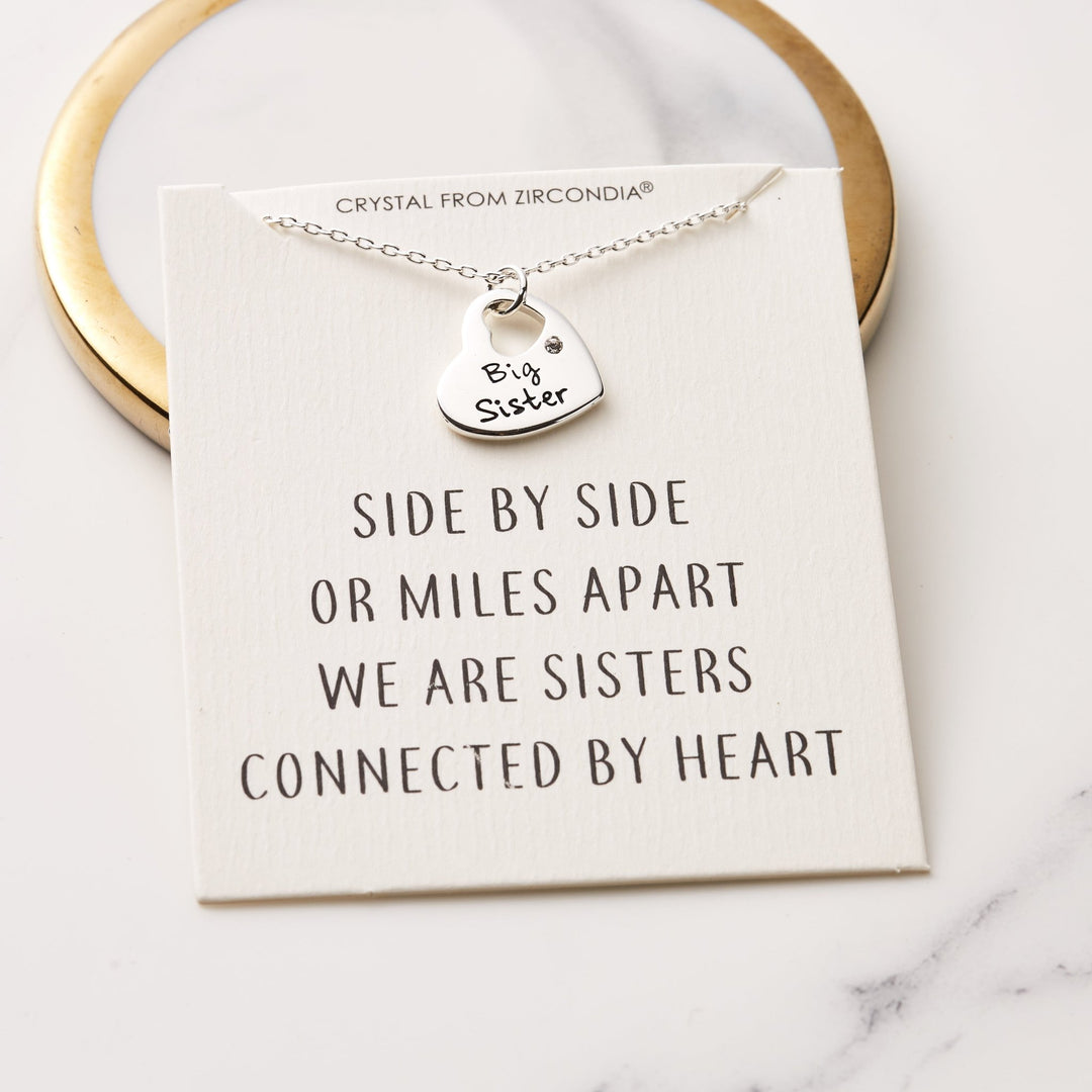 Big Sister Heart Necklace with Quote Card Created with Zircondia® Crystals - Philip Jones Jewellery