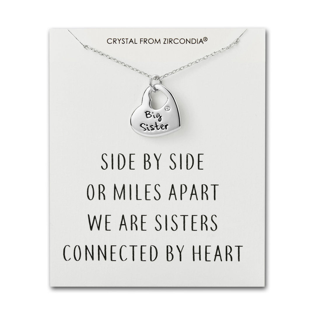 Big Sister Heart Necklace with Quote Card Created with Zircondia® Crystals - Philip Jones Jewellery