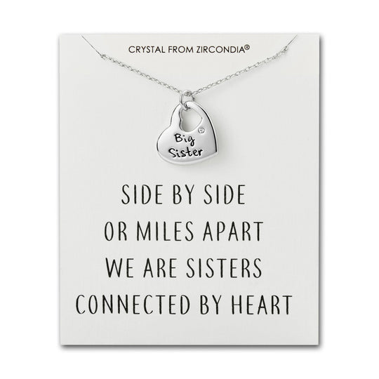 Big Sister Heart Necklace with Quote Card Created with Zircondia® Crystals - Philip Jones Jewellery