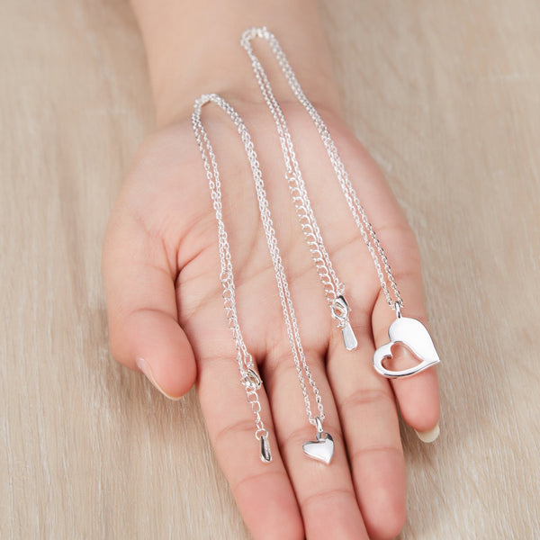 Necklace Set Ladies Silver Heart Necklace Big Sister Little Sister