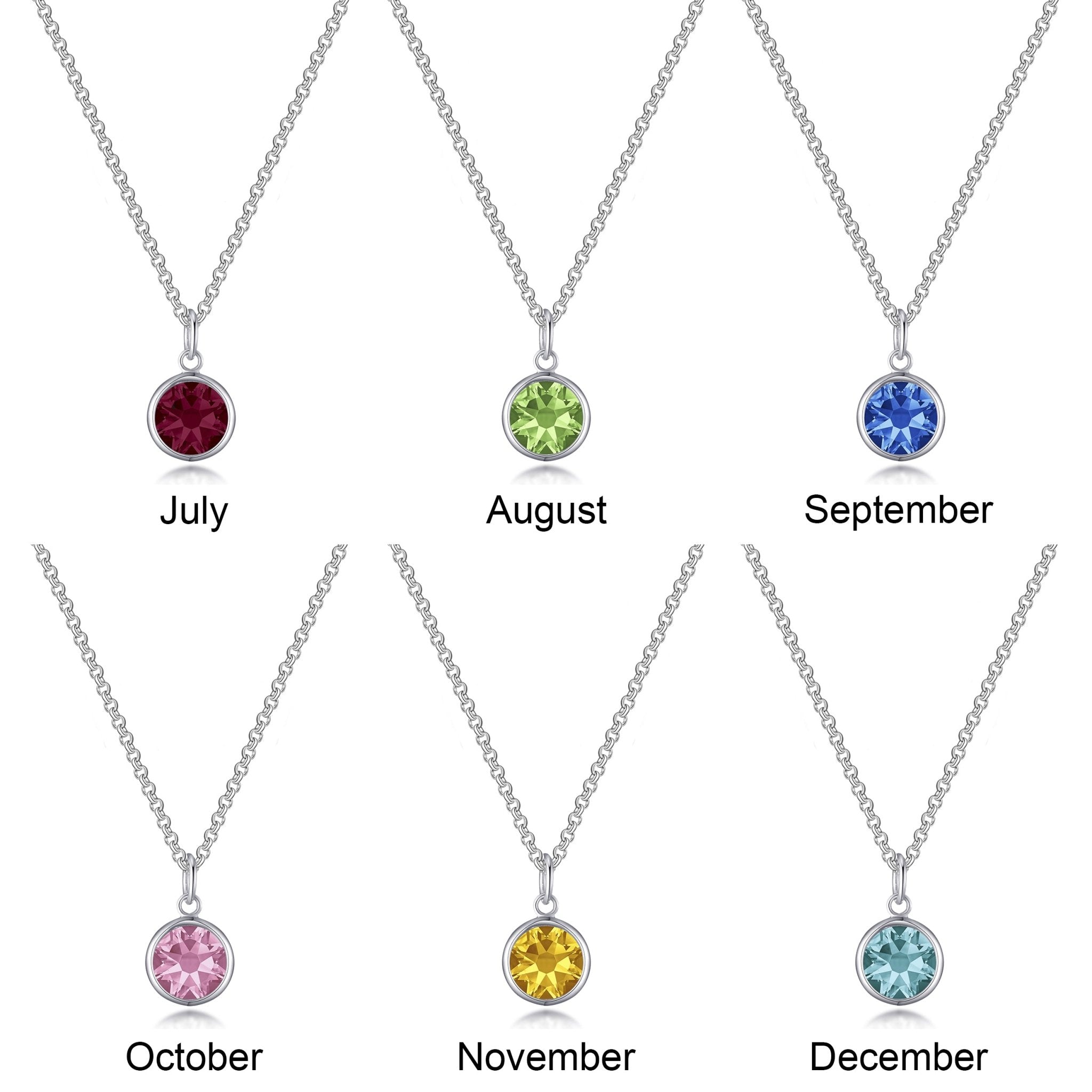 Birthstone Necklace with Daughter Charm Created with Zircondia® Crystals - Philip Jones Jewellery