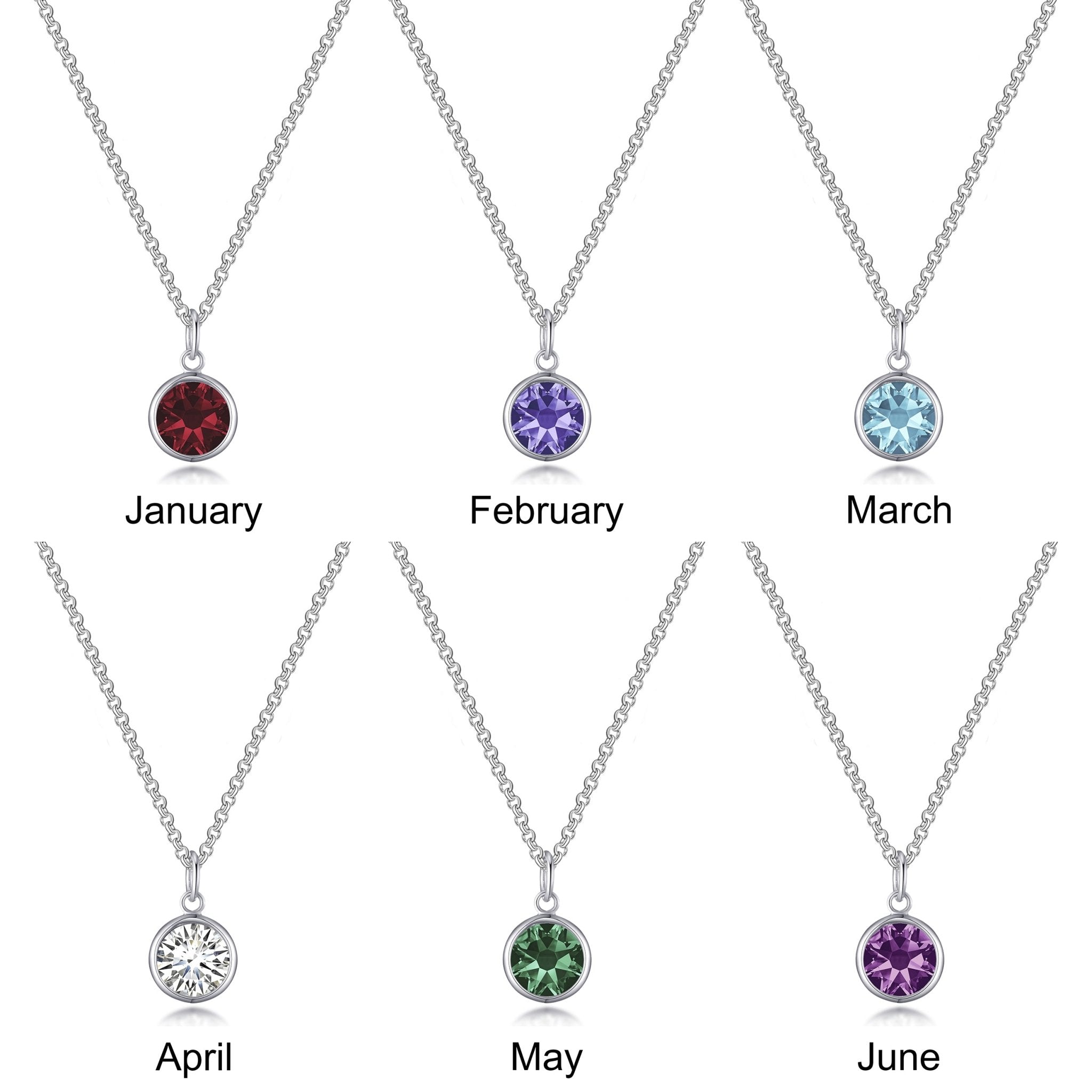 Birthstone Necklace with Daughter Charm Created with Zircondia® Crystals - Philip Jones Jewellery