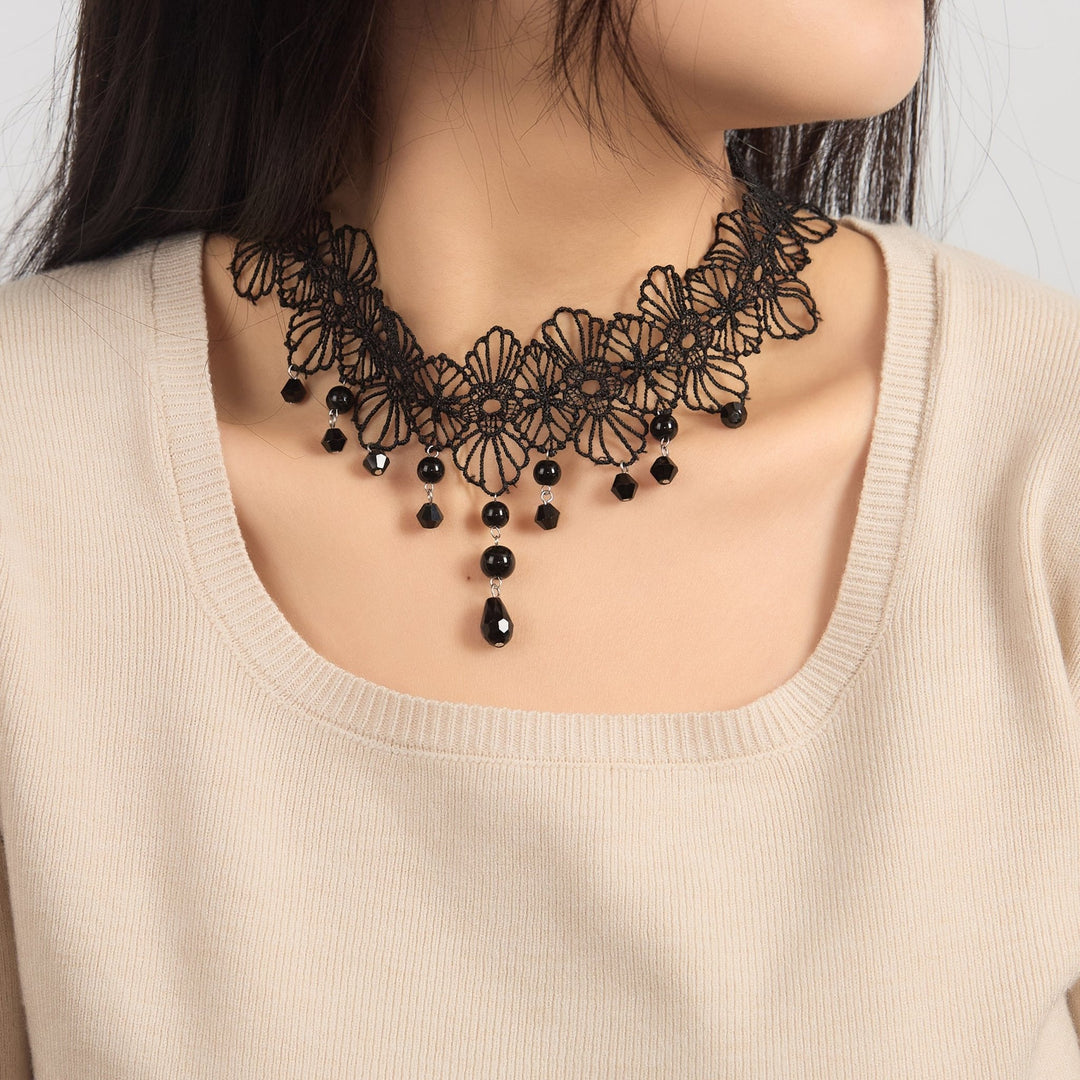 Black Crystal Choker Necklace - Philip Jones Jewellery