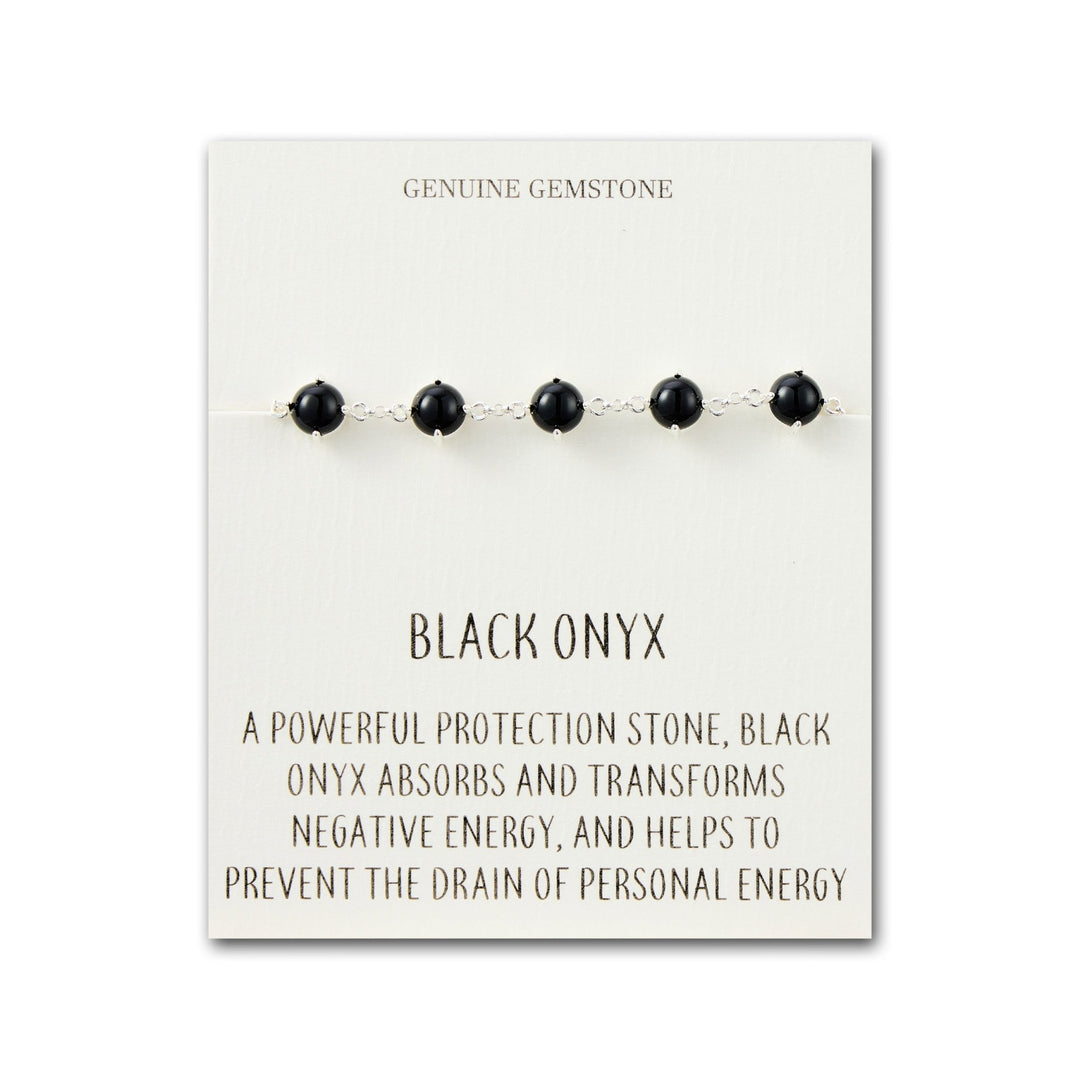 Black Onyx Gemstone Bracelet with Quote Card - Philip Jones Jewellery