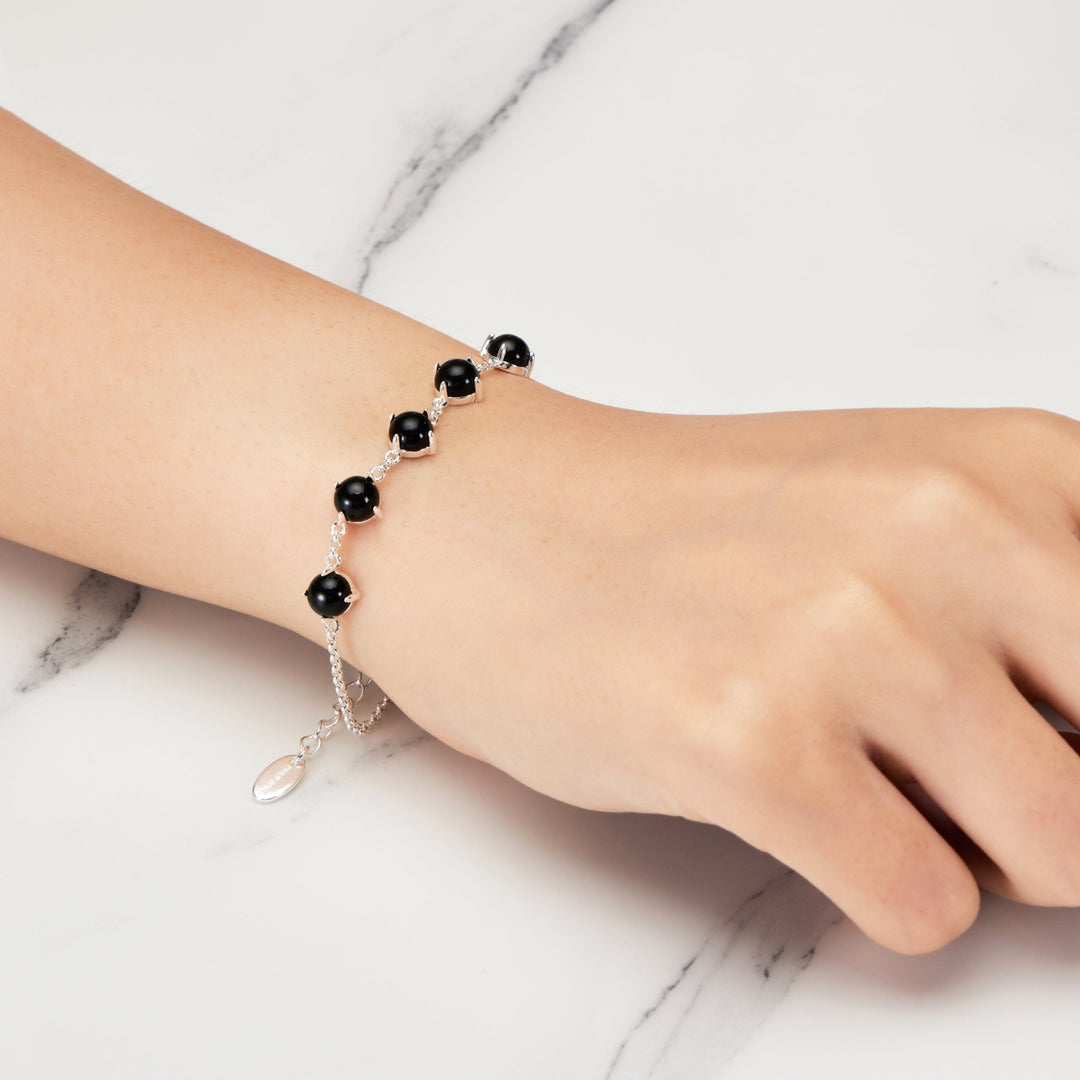 Black Onyx Gemstone Bracelet with Quote Card - Philip Jones Jewellery