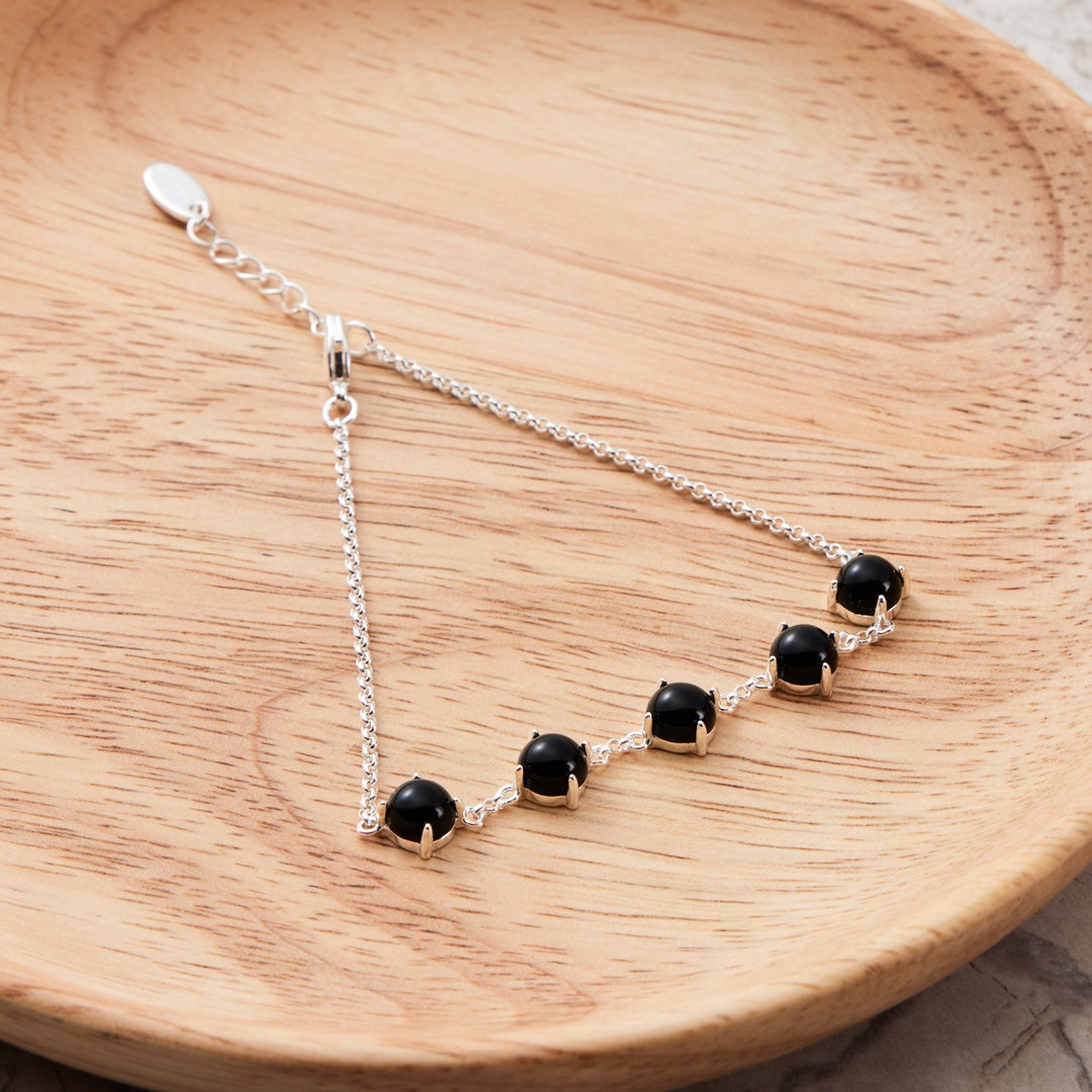 Black Onyx Gemstone Bracelet with Quote Card - Philip Jones Jewellery