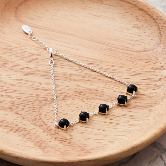 Black Onyx Gemstone Bracelet with Quote Card - Philip Jones Jewellery