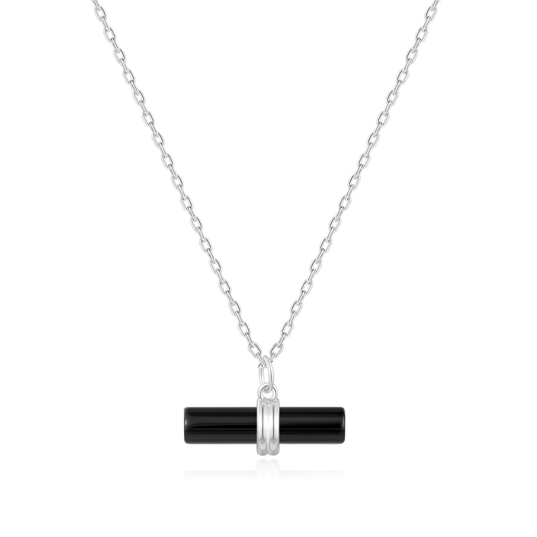 Black Onyx Gemstone T-Bar Necklace