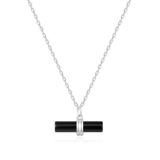 Black Onyx Gemstone T-Bar Necklace