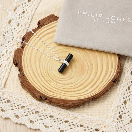 Black Onyx Gemstone T-Bar Necklace