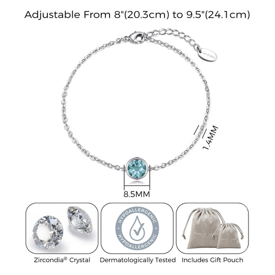 Blue Crystal Anklet Created with Zircondia® Crystals - Philip Jones Jewellery