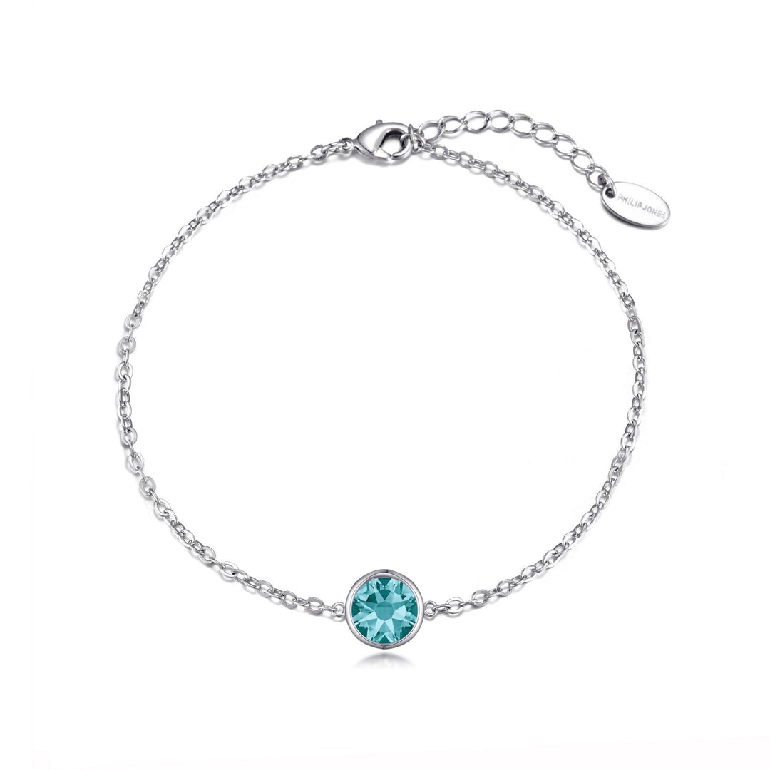 Blue Crystal Anklet Created with Zircondia® Crystals - Philip Jones Jewellery