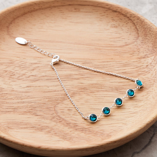 Blue Crystal Chain Bracelet Created with Zircondia® Crystals - Philip Jones Jewellery