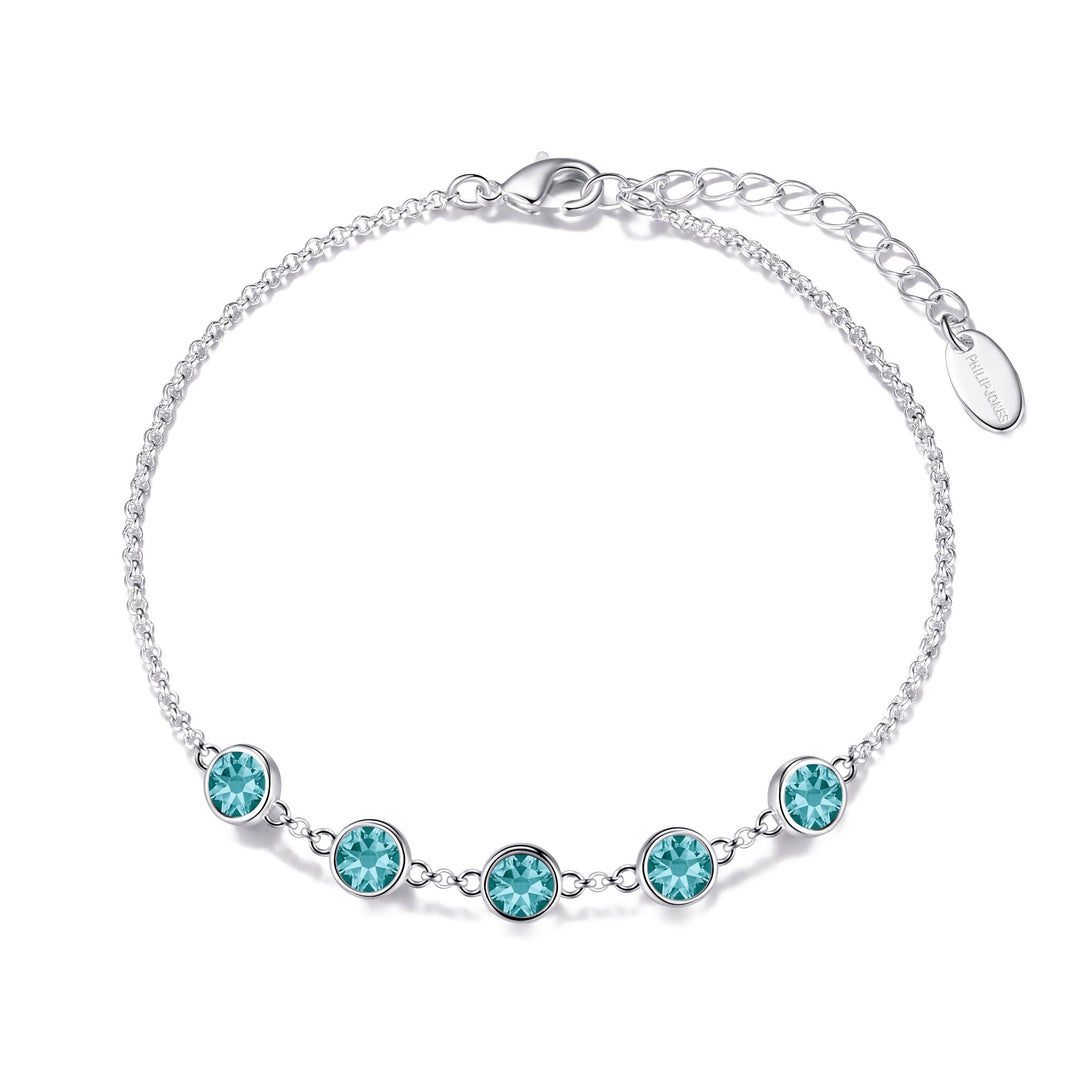 Blue Crystal Chain Bracelet Created with Zircondia® Crystals - Philip Jones Jewellery