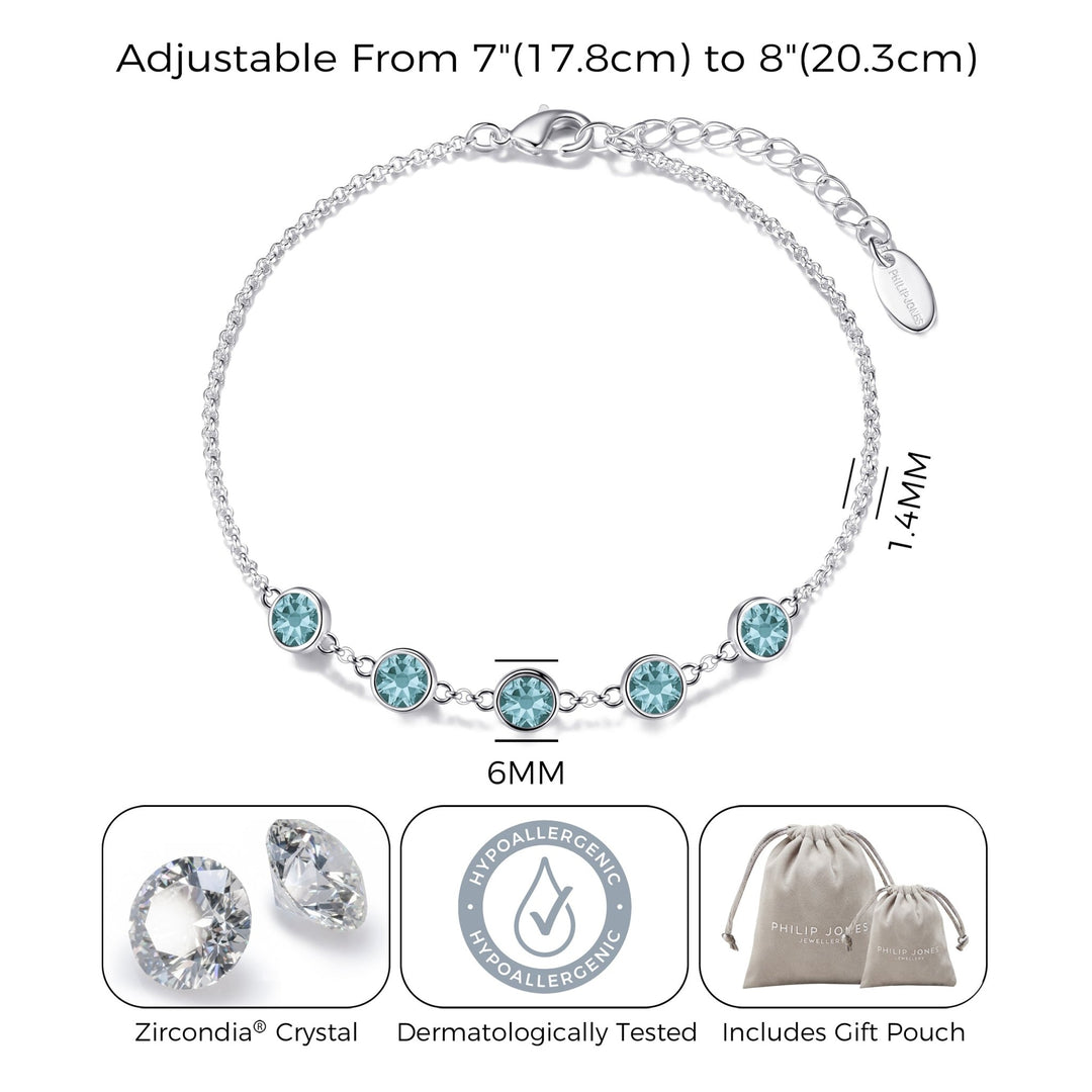 Blue Crystal Chain Bracelet Created with Zircondia® Crystals - Philip Jones Jewellery