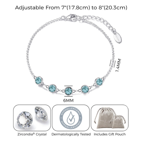 Blue Crystal Chain Bracelet Created with Zircondia® Crystals - Philip Jones Jewellery