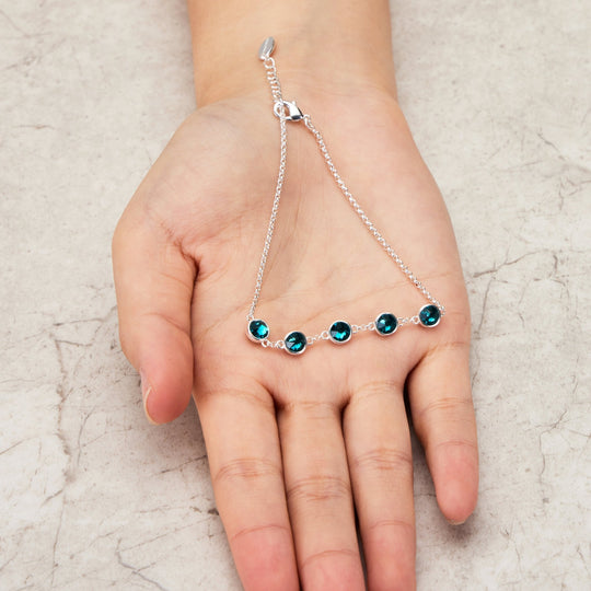 Blue Crystal Chain Bracelet Created with Zircondia® Crystals - Philip Jones Jewellery