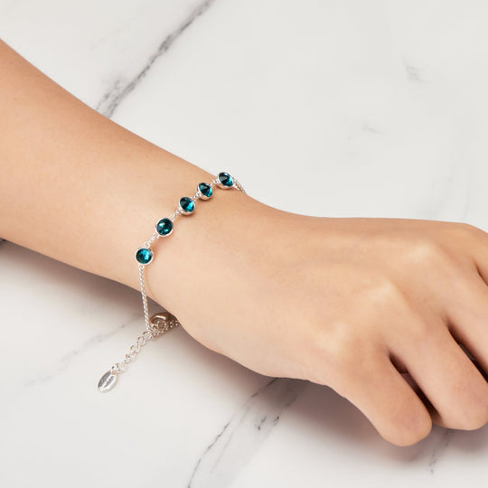 Blue Crystal Chain Bracelet Created with Zircondia® Crystals - Philip Jones Jewellery