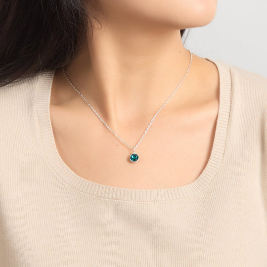 Blue Crystal Necklace Created with Zircondia® Crystals - Philip Jones Jewellery