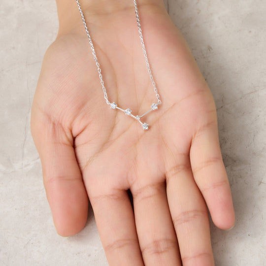 Cancer Star Sign Zodiac Constellation Necklace with Zircondia® Crystals - Philip Jones Jewellery