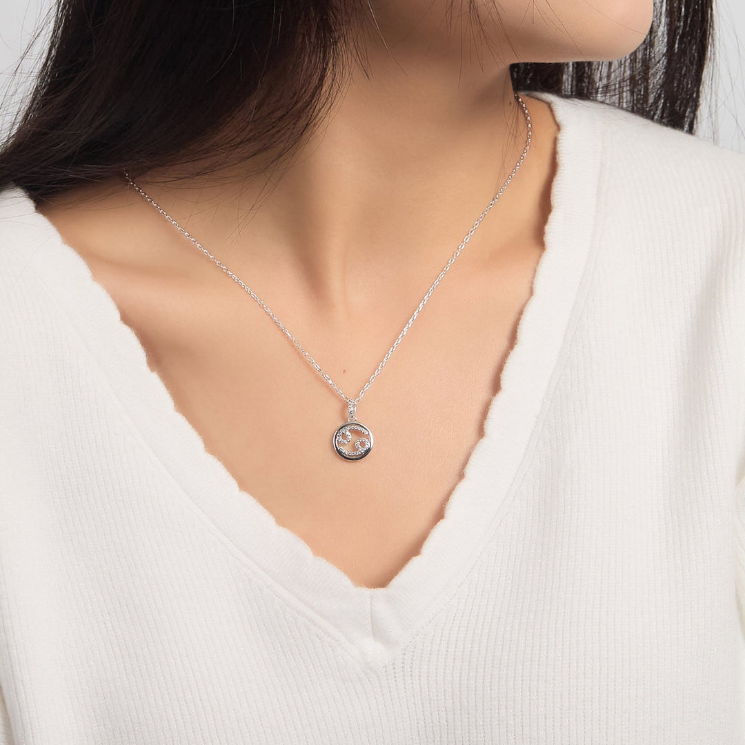 Cancer Star Sign Zodiac Necklace with Zircondia® Crystals - Philip Jones Jewellery