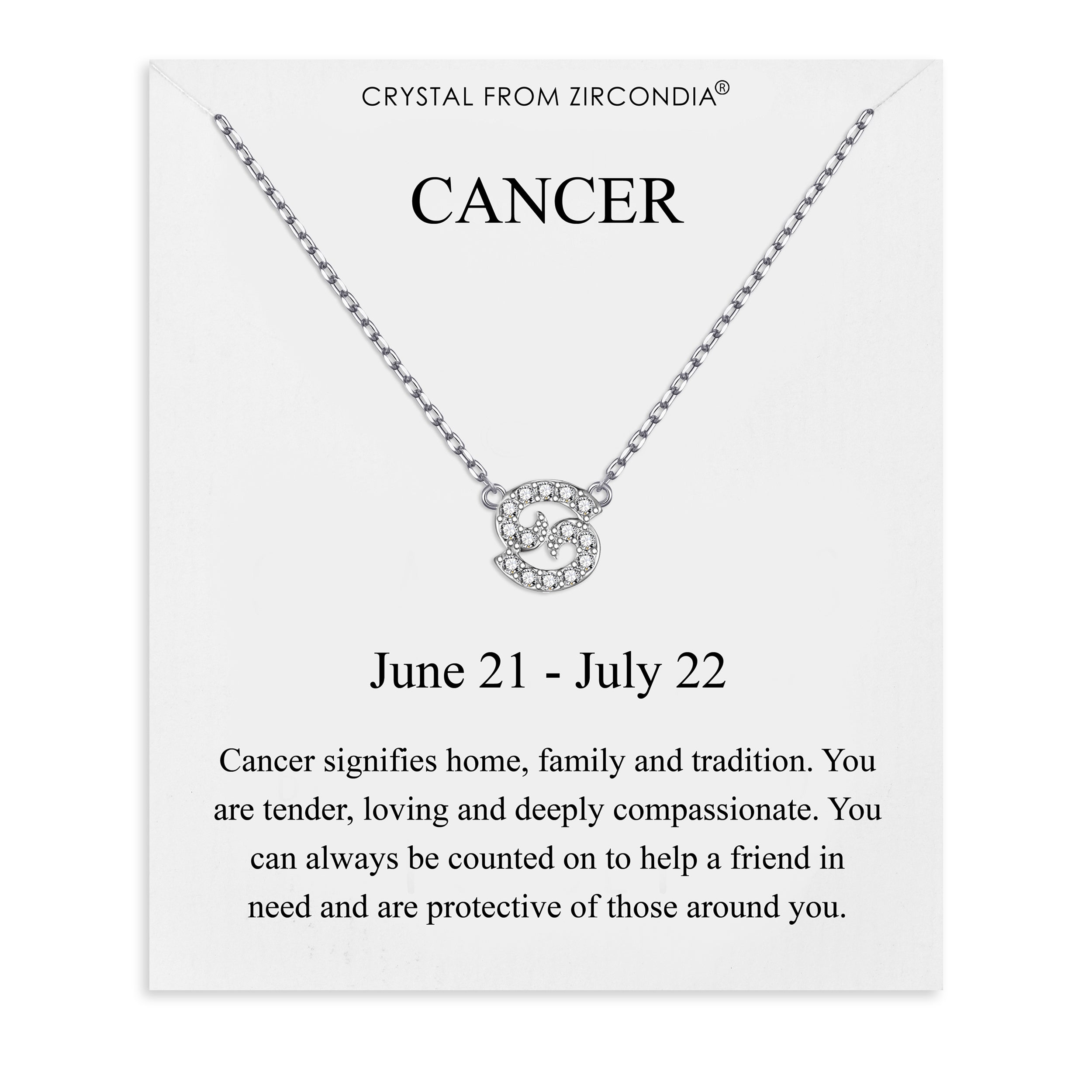 Cancer Zodiac Star Sign Necklace Created with Zircondia® Crystals