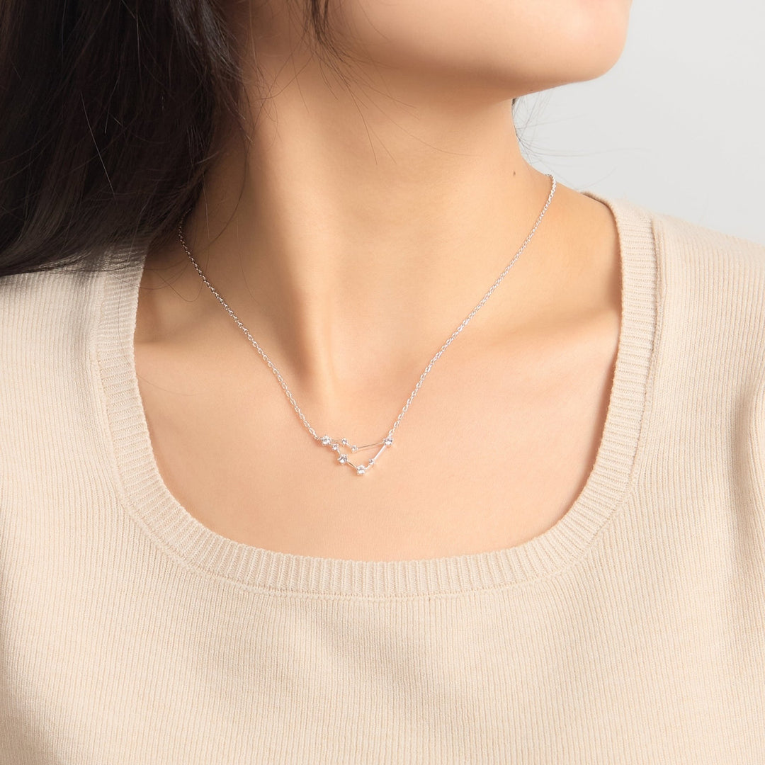 Capricorn Star Sign Zodiac Constellation Necklace with Zircondia® Crystals - Philip Jones Jewellery