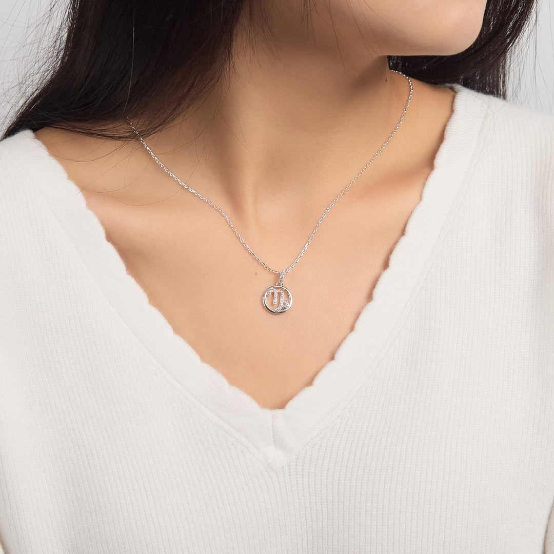 Capricorn Star Sign Zodiac Necklace with Zircondia® Crystals - Philip Jones Jewellery