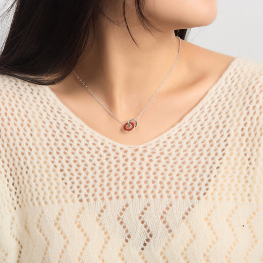 Carnelian Gemstone Circle Link Necklace - Philip Jones Jewellery