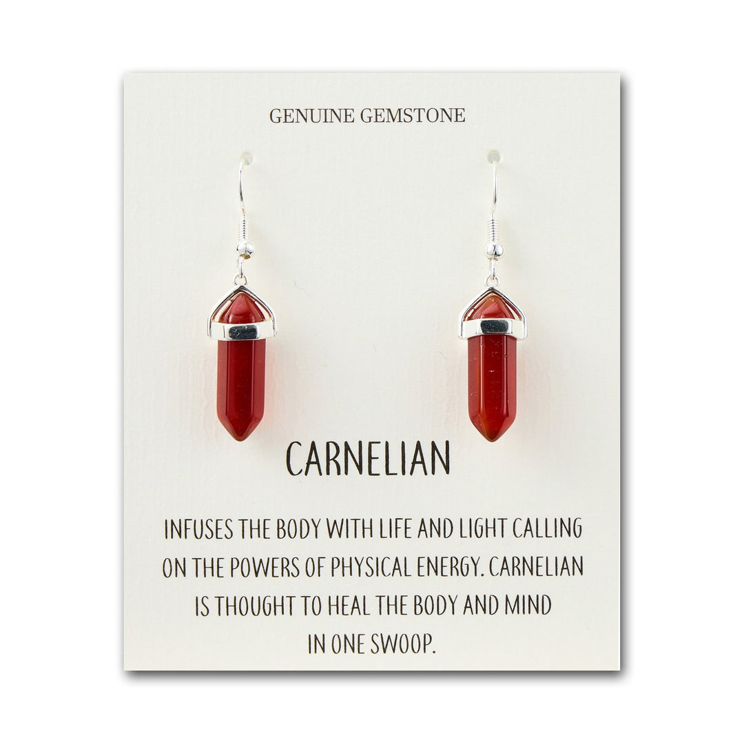 Carnelian Gemstone Drop Earrings with Quote Card - Philip Jones Jewellery