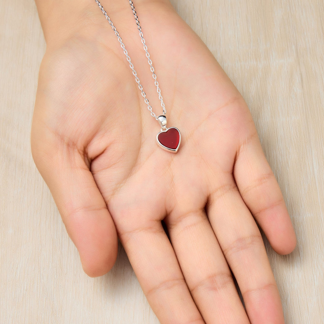 Carnelian Gemstone Heart Necklace - Philip Jones Jewellery