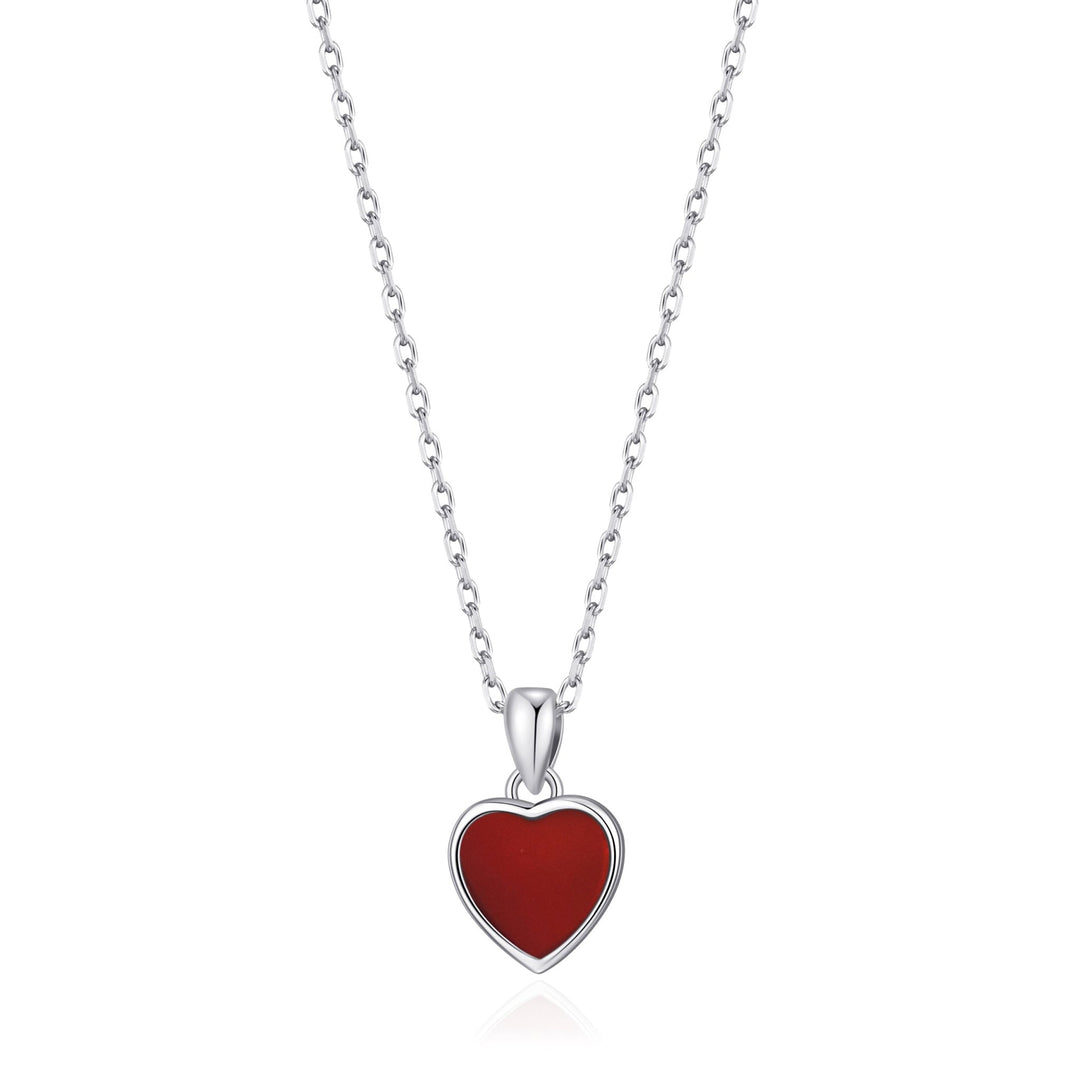 Carnelian Gemstone Heart Necklace - Philip Jones Jewellery