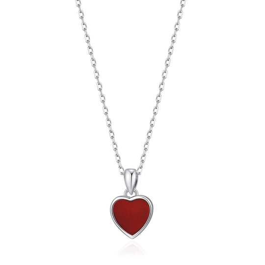 Carnelian Gemstone Heart Necklace - Philip Jones Jewellery