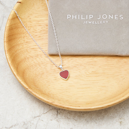 Carnelian Gemstone Heart Necklace - Philip Jones Jewellery