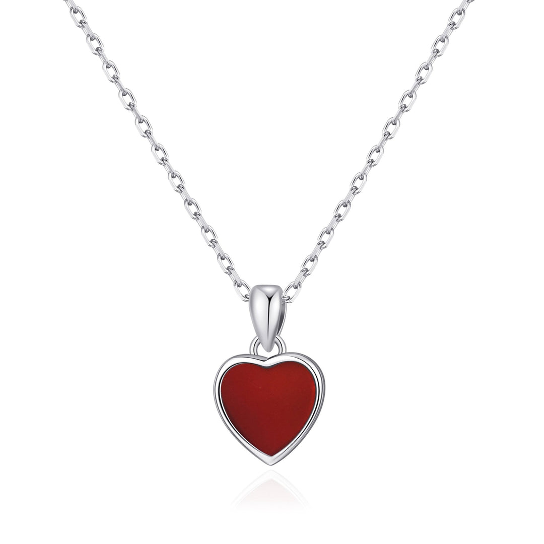 Carnelian Gemstone Heart Necklace - Philip Jones Jewellery