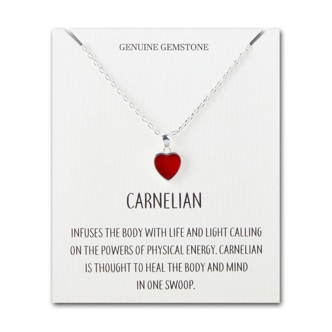 Carnelian Gemstone Heart Necklace with Quote Card - Philip Jones Jewellery