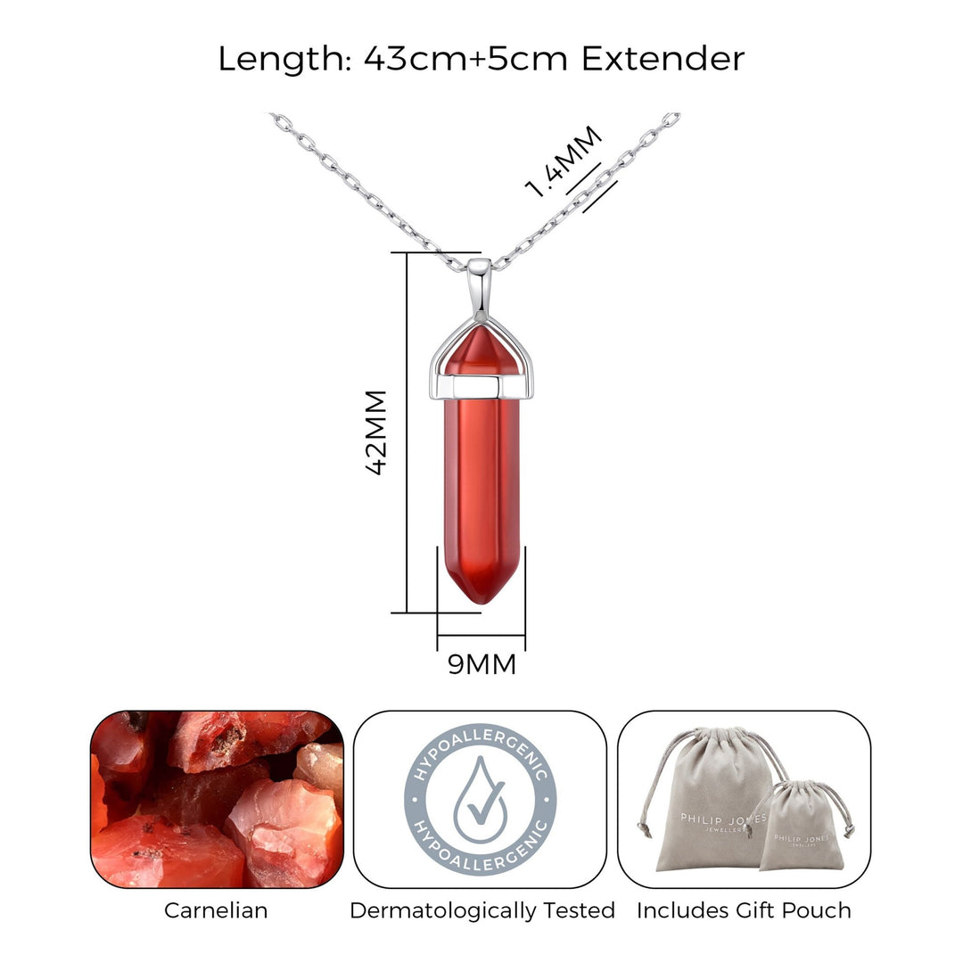 Carnelian Genuine Gemstone Necklace - Philip Jones Jewellery
