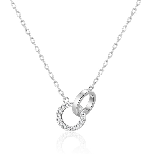Circle Link Necklace Created with Zircondia® Crystals - Philip Jones Jewellery