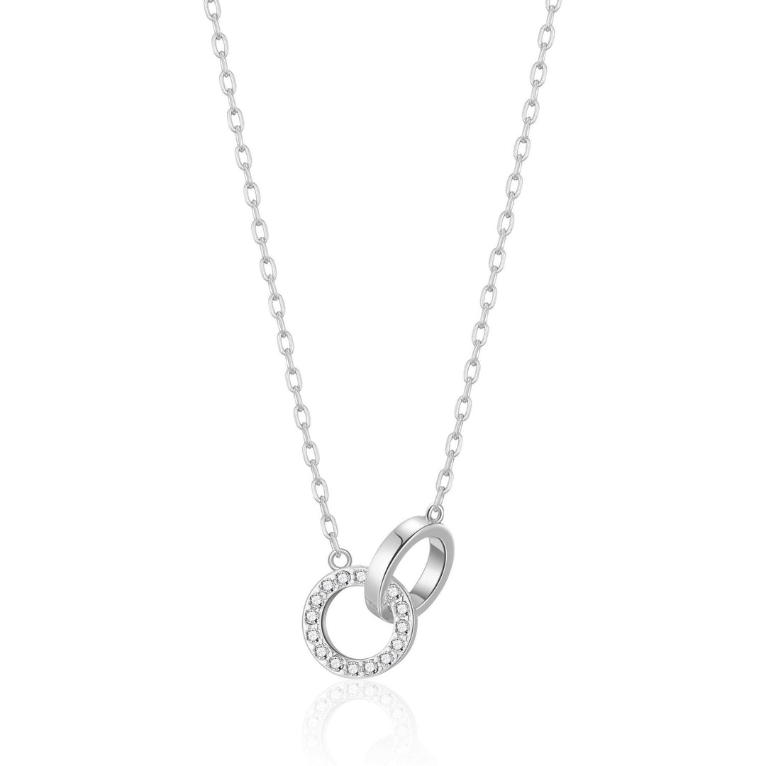 Circle Link Necklace Created with Zircondia® Crystals - Philip Jones Jewellery