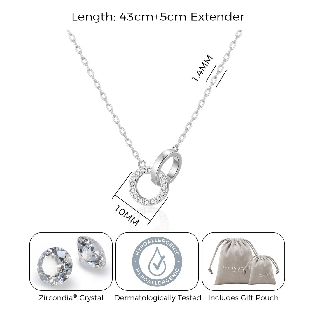 Circle Link Necklace Created with Zircondia® Crystals - Philip Jones Jewellery