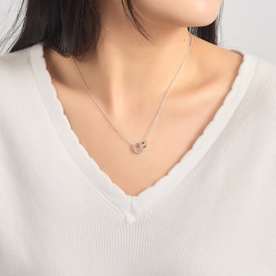 Circle Link Necklace Created with Zircondia® Crystals - Philip Jones Jewellery