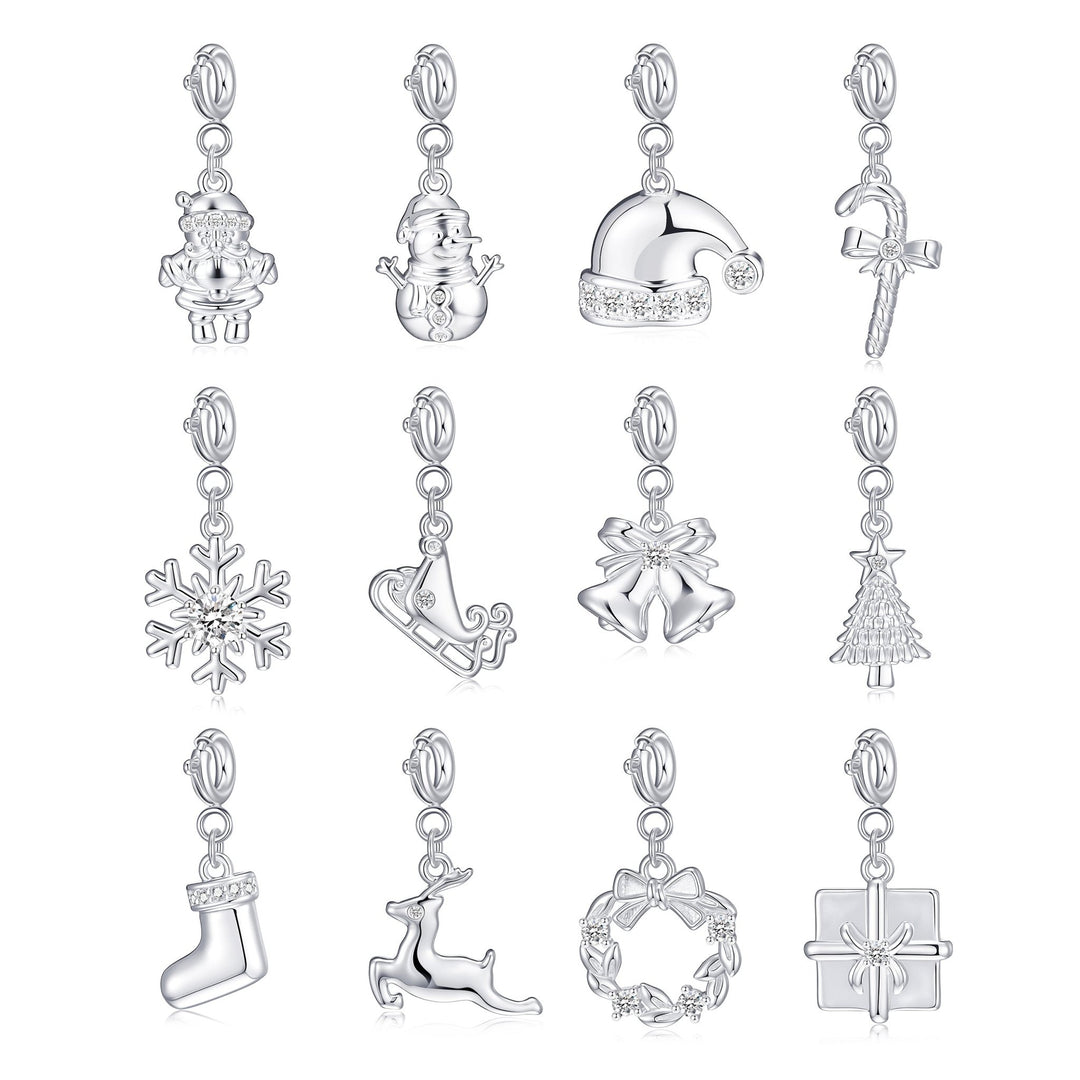 Clip On Christmas Charms Created with Zircondia® Crystals - Philip Jones Jewellery