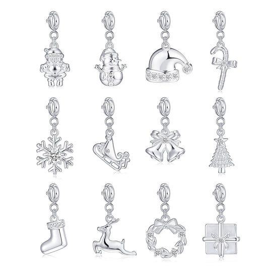 Clip On Christmas Charms Created with Zircondia® Crystals - Philip Jones Jewellery