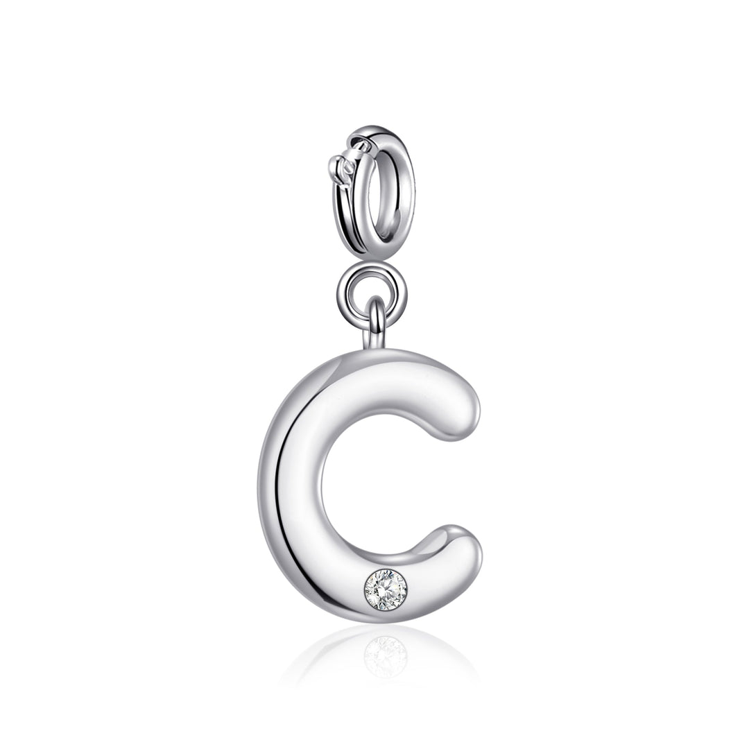 Clip On Initial Charms Letter A - Z Created with Zircondia® Crystals - Philip Jones Jewellery