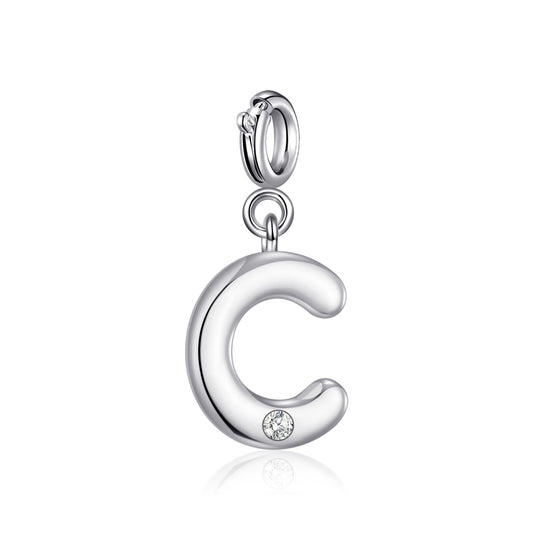 Clip On Initial Charms Letter A - Z Created with Zircondia® Crystals - Philip Jones Jewellery