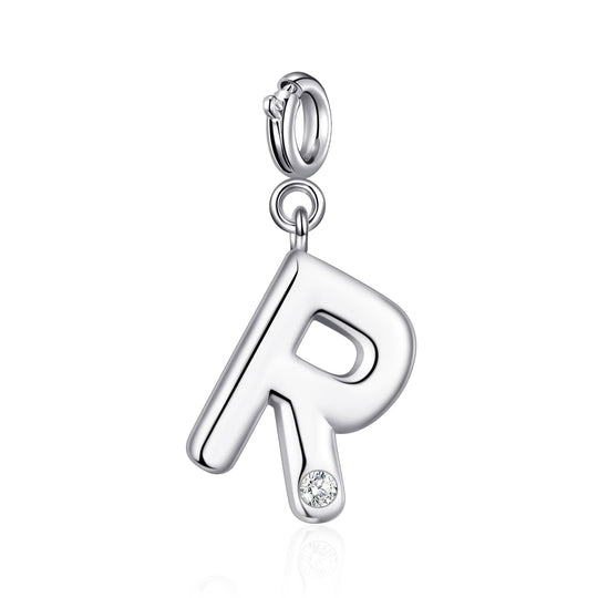 Clip On Initial Charms Letter A - Z Created with Zircondia® Crystals - Philip Jones Jewellery