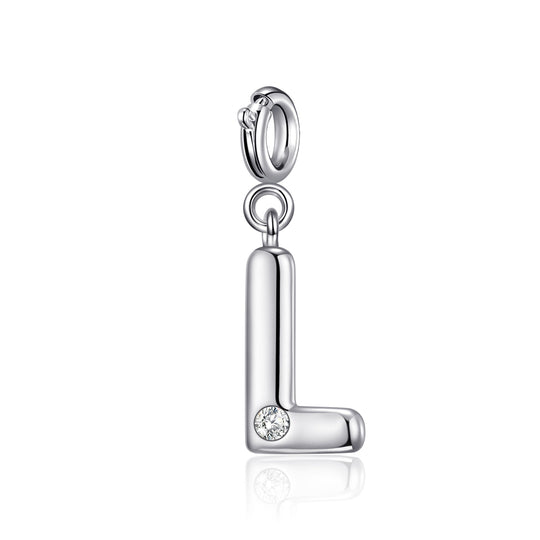 Clip On Initial Charms Letter A - Z Created with Zircondia® Crystals - Philip Jones Jewellery